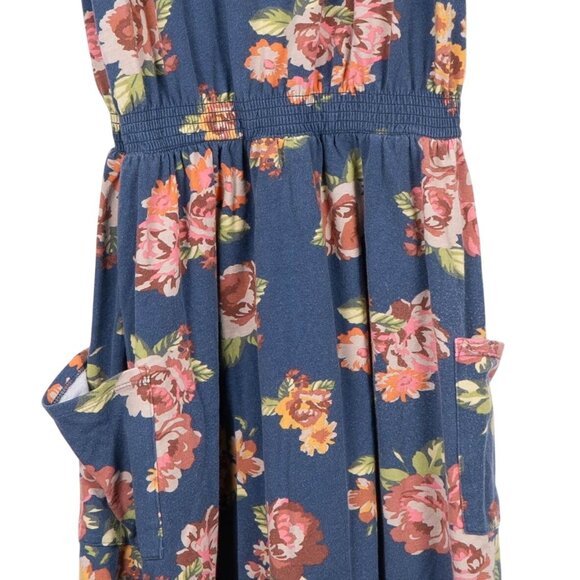 435 Matilda Jane Joanna Gaines Floral Maxi Dress 14 Girls Blue Sleeveless Pocket - Picture 3 of 6